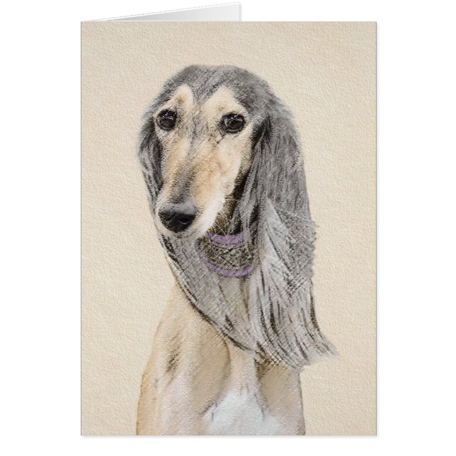 Cartão Pintura em Saluki (Fawn) - Arte de Cachorro Origin (Frente)