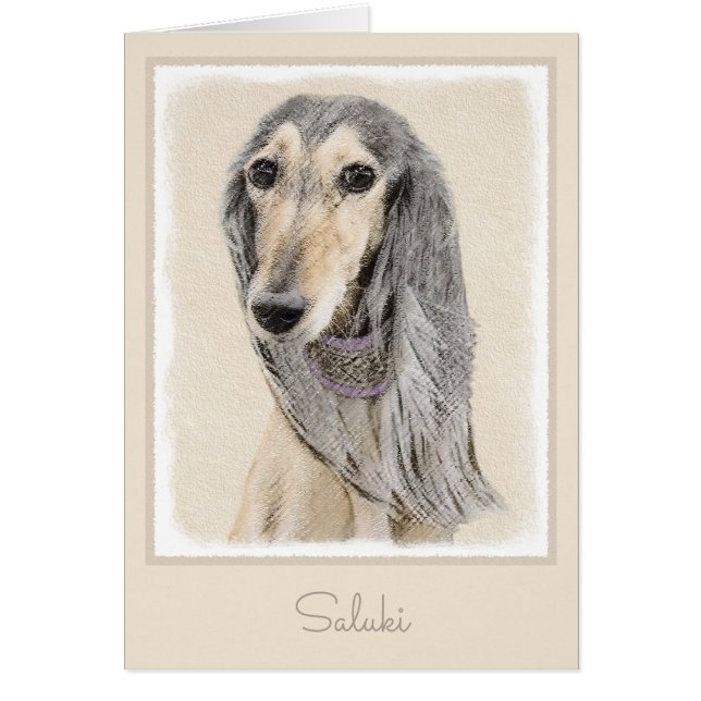 Cartão Pintura em Saluki (Fawn) - Arte de Cachorro Origin (Frente)