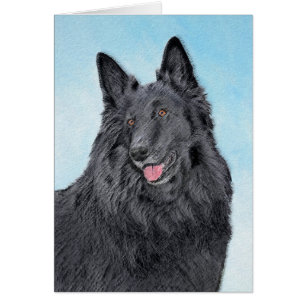 Cartão Pintura em Sheepdog Belga - Arte Cachorro Original