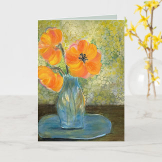 Cartão Pintura Floral de Arte Fino Contemporâneo Original