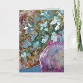 Cartão Pintura Floral Expressiva de Arte Original