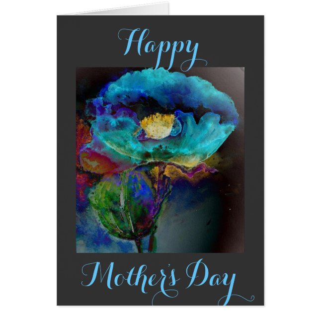 Cartão Pintura floral romântica elegante de teal (Frente)