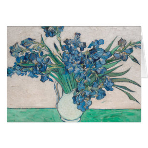 Cartão Pintura Impressionista Vaso de Íris de Van Gogh