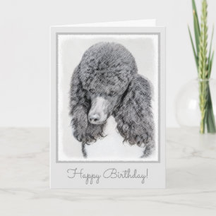 Cartão Pintura Negra De Poodle Padrão - Arte Cão