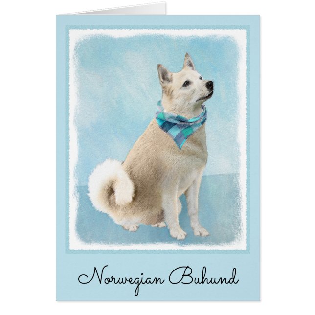 Cartão Pintura Norueguesa de Buhund - Arte Cachorra Origi (Frente)