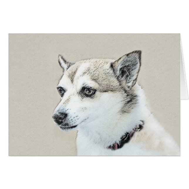 Cartão Pintura Norueguesa De Lundehund - Arte Original De (Frente Horizontal)