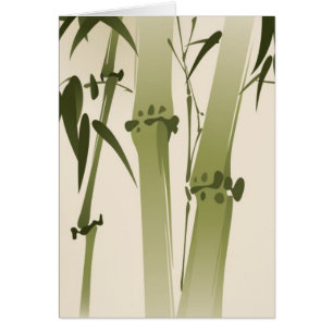 Cartão Pintura oriental do estilo, ramos 2 do bambu