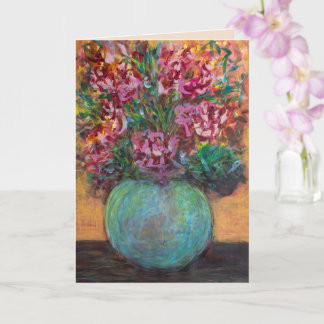 Cartão Pintura Original de Buquê Floral de Arte Fina