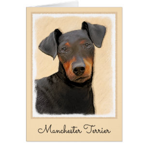 Cartão Pintura Original de Manchester Terrier Arte Animal