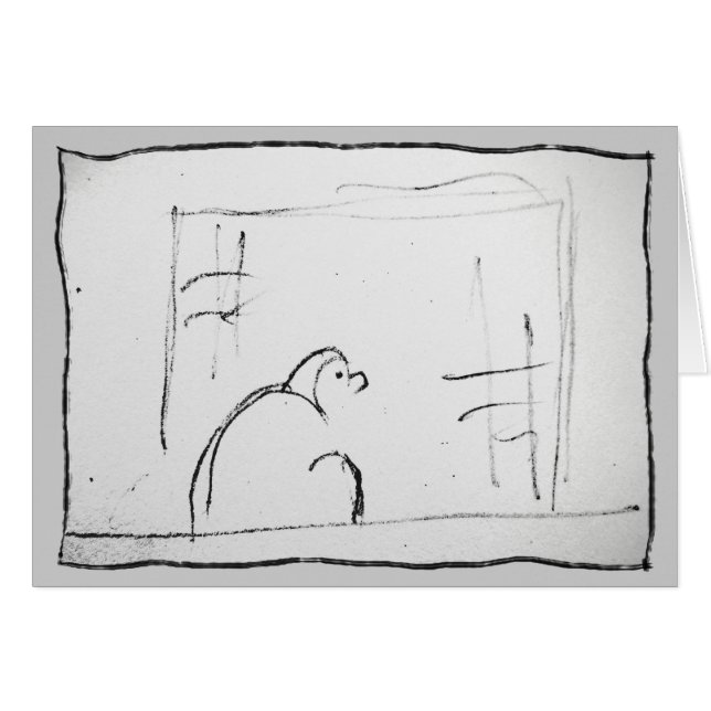 Cartão Pintura original Meditating do zen de Daruma (Frente Horizontal)