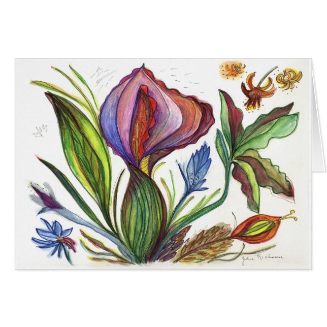 Cartão Pintura Pointy da flor (Frente Horizontal)
