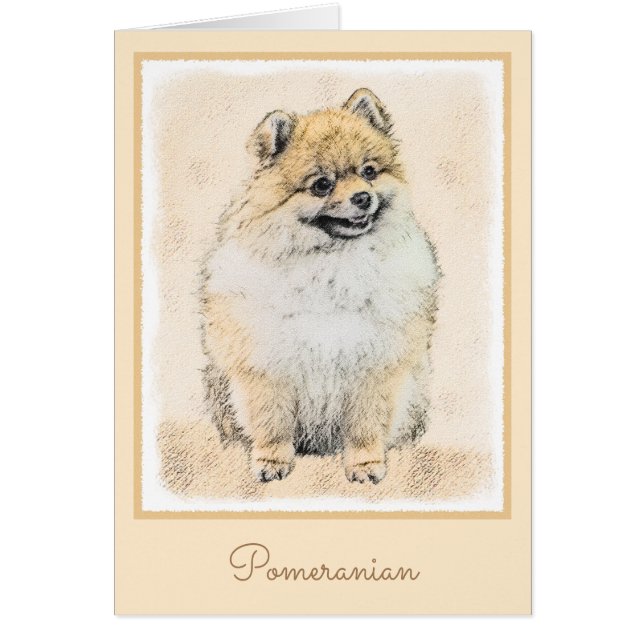 Cartão Pintura Pomeraniana (Laranja) - Arte Canina Origin (Frente)
