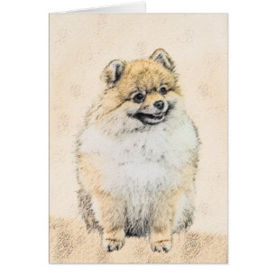 Cartão Pintura Pomeraniana (Laranja) - Arte Canina Origin