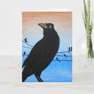 Cartão Pintura preta dos animais selvagens do pássaro de