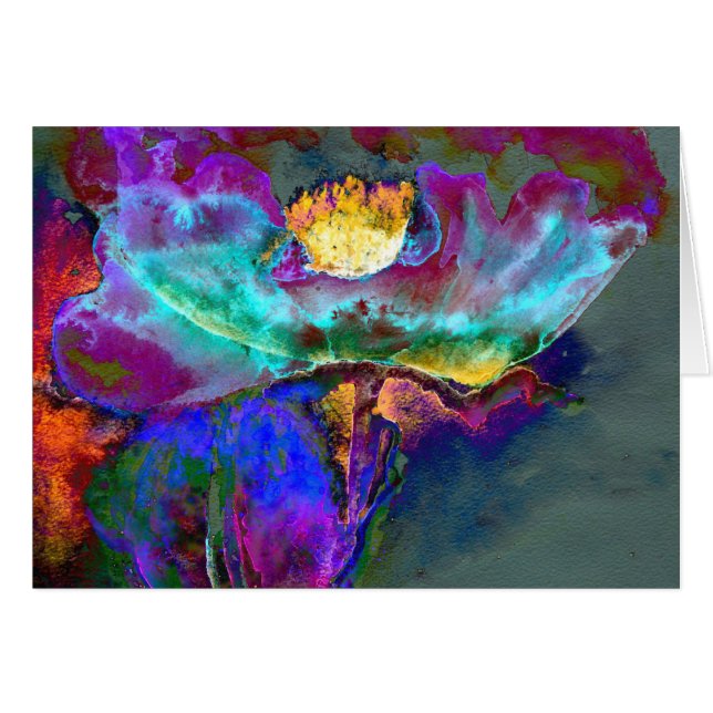 Cartão Pintura romântica elegante de flores de pétalas ro (Frente Horizontal)