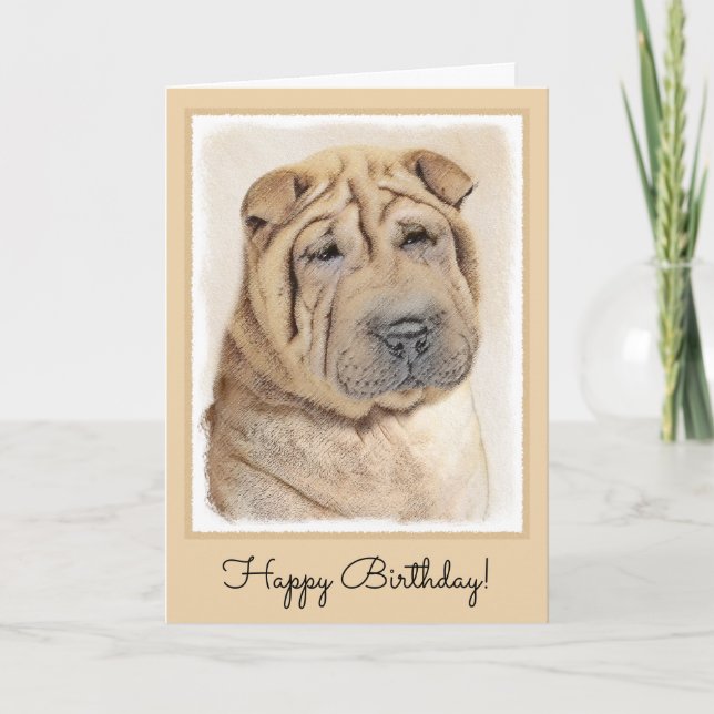 Cartão Pintura Shar Pei - Arte Cachorra Original (Frente)