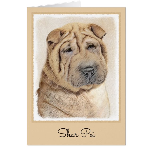 Cartão Pintura Shar Pei - Arte Cachorra Original (Frente)