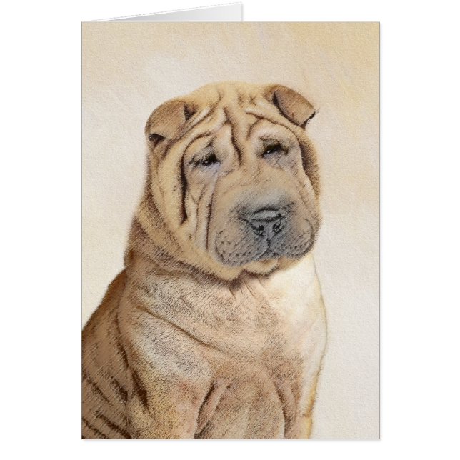 Cartão Pintura Shar Pei - Arte Cachorra Original (Frente)