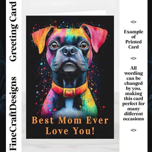 Cartão Pinturas Vívidas do Black Dog, Mãe Personalizada C (Criador carregado)