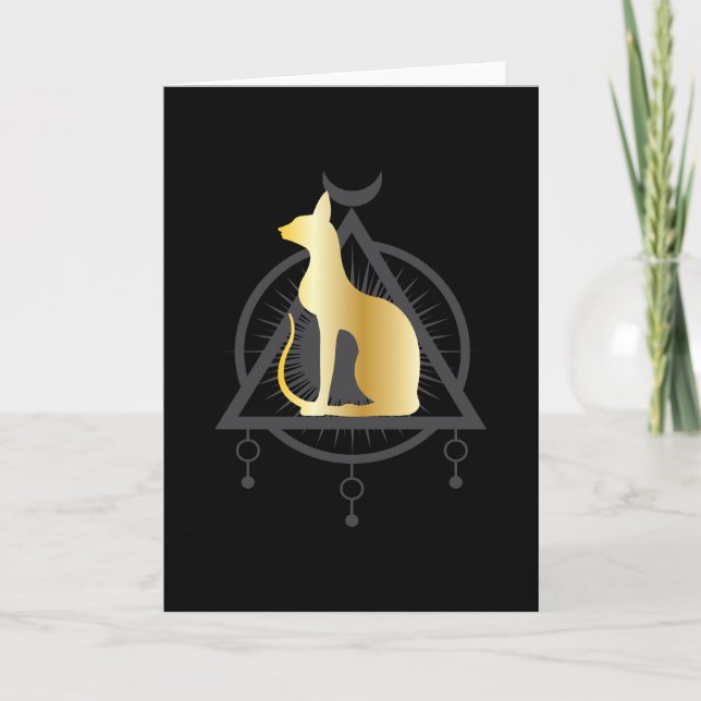 Cartão Pirâmide Egípcia Gato Basteta Egito (Frente)