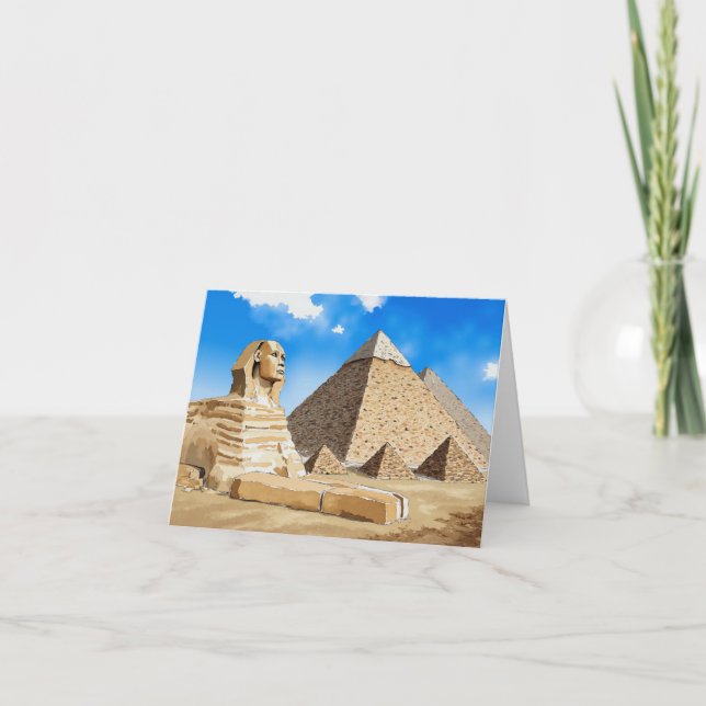 Cartão Pirâmides excelentes de Giza Egypt Watercolor (Frente)