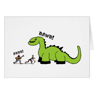 Cartão Pirata contra o dinossauro