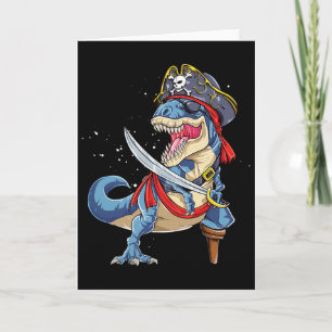 Cartão Pirata Dinosaur T Rex Jolly Roger Halloween Engraç