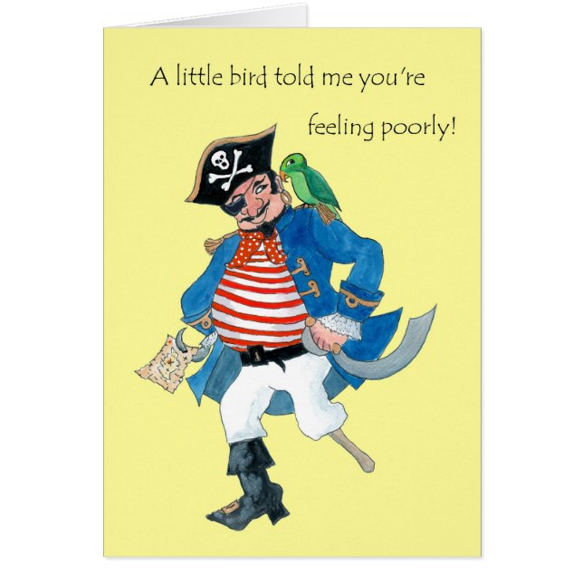 Cartão Pirata Divertida e papagaio se dão bem para crianç (Frente)