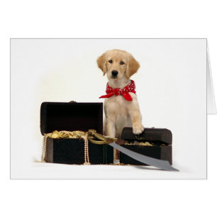 Cartão Pirata dourado do filhote de cachorro