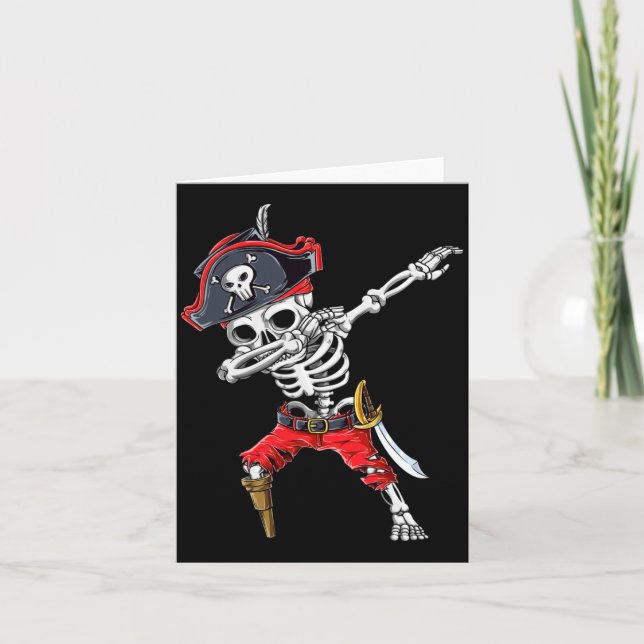 Cartão Pirata Esqueleto Dabbing (Frente)
