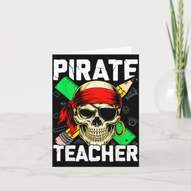 Cartão Pirata professor caveira engraçada  (Frente)
