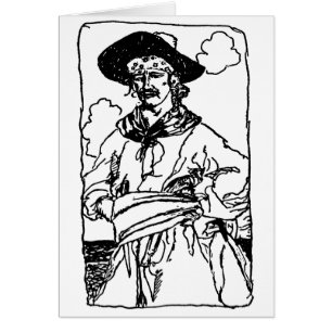 Cartão Piratas Antigos Esboço de um Capitão por Howard Py