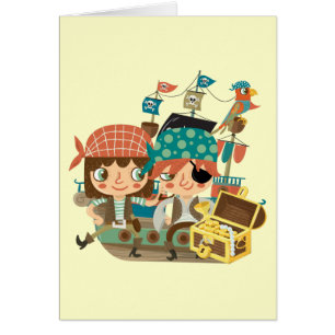 Cartão Piratas com tesouro