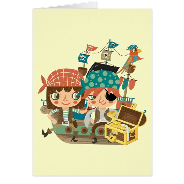 Cartão Piratas com tesouro (Frente)