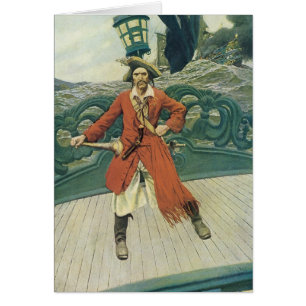 Cartão Piratas do vintage, capitão Keitt por Howard Pyle