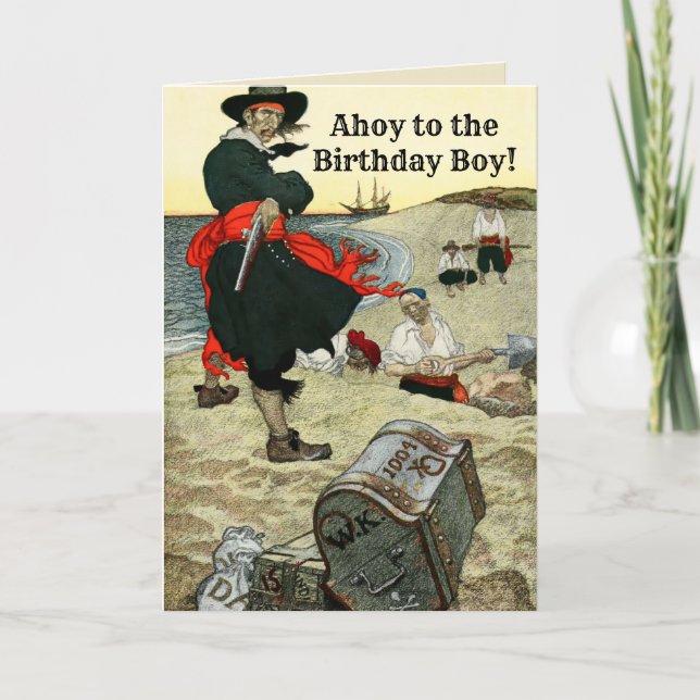 Cartão Pirate Captain Kidd Buried Treasure by Howard Pyle (Frente)
