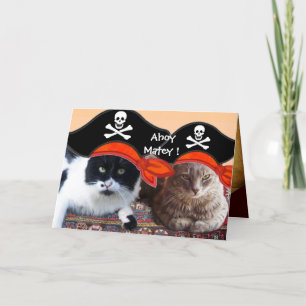 CARTÃO PIRATE CATS AND ANTIQUE PIRATES TREASURE MAPS