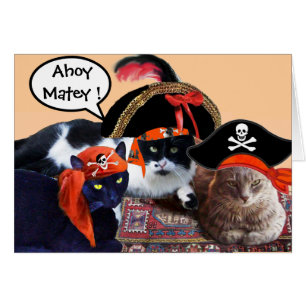 CARTÃO PIRATE CATS AND ANTIQUE PIRATES TREASURE MAPS