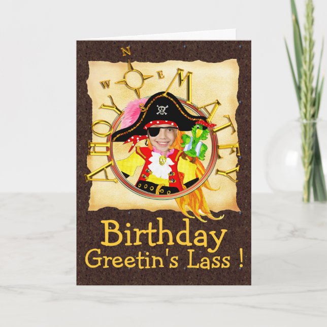 Cartão Pirate custom photo birthday card (Frente)