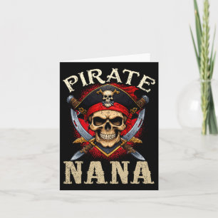 Cartão Pirate Nana Skull Jolly Roger Halloween Pirate Fam