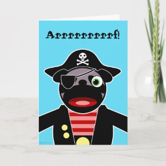 Cartão Pirate Pug Birthday Card