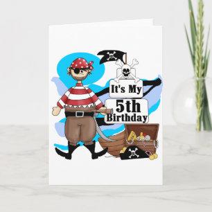 Cartão Pirateie o 5os camiseta e presentes do aniversári