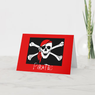 Cartão Pirates - Black and Red Pirate Skull