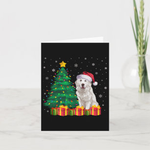 Cartão Pirenéus Excelentes Santa Hat Cachorro das Luzes d