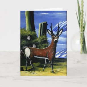 Cartão Pirosmani - Roe Deer, Paisagem no Fundo