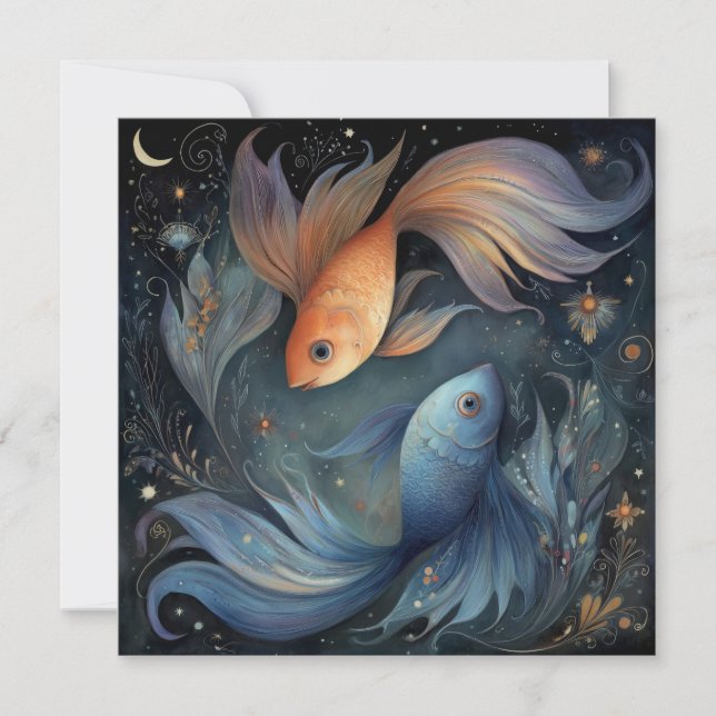 Cartão Pisces Fish Zodiac Astrology Mystical Birthday (Frente)