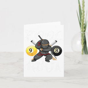 Cartão Piscina Engraçada Ninja Cute Pocket Billiards Meni