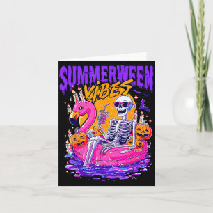 Cartão Piscina Flutuante de Halloween de Summerween de Es