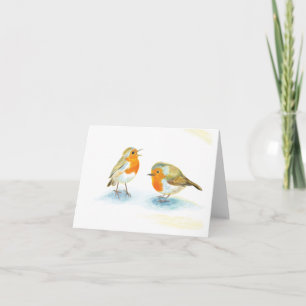 Cartão Piscos-vermelhos no Inverno  