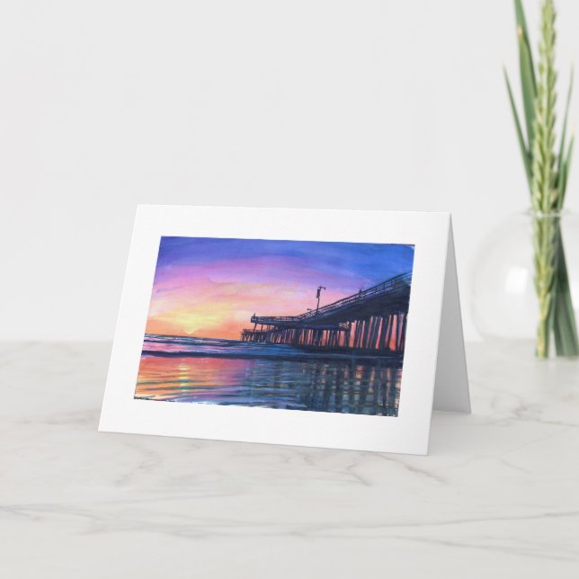 Cartão "Pismo Beach Pier"  SUNSET Greeting Card & Stamps (Frente)